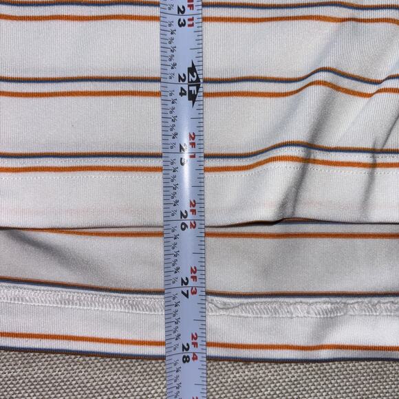 Under Armour Athletic Polo Shirt Mens Med White Blue Orange Stripes 1/4 Button - Picture 6 of 8